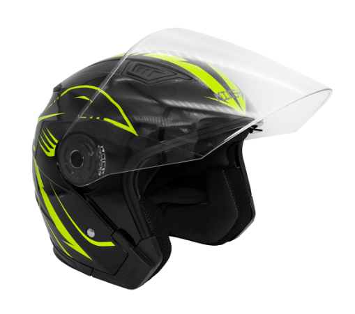 Шлем KIOSHI 516 Solid Открытый со стеклом и очками (черный/желтый S)