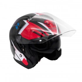 Шлем KIOSHI 526 Solid Открытый со стеклом и очками (черный/красный М)
