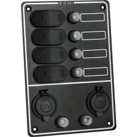 Панель бортового питания 4 переключателя, разъем прикуривателя, USB, индикация